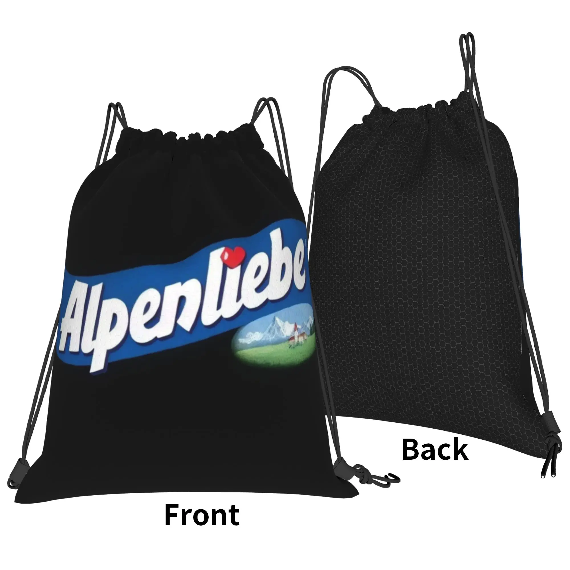 A-Alpenliebee Black Background Portable Hiking Riding Gym Drawstring Storage Sporty Backpacks