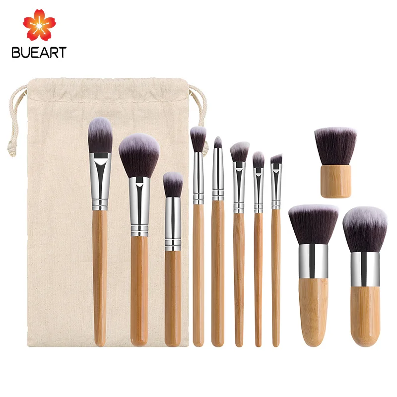 

11-Piece Makeup Brush Set - Soft Bristles, Natural Handle, Professional Makeup Application