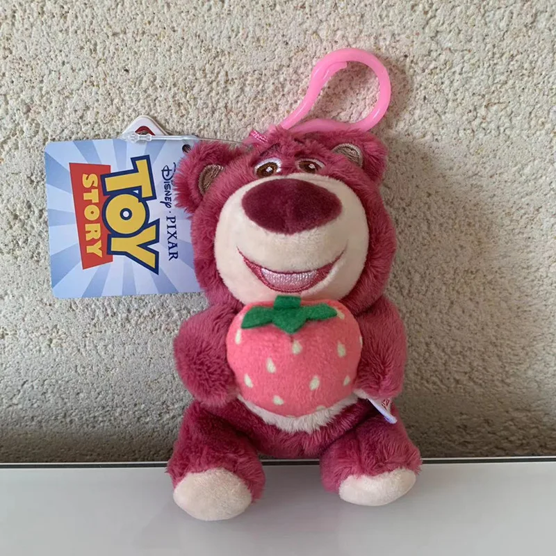 

Toy Story 12cm Disney Lotso Strawberry Bear Plush Keychain Animation Cartoon Bag Woman Backpack Car Pendant Kids Toy