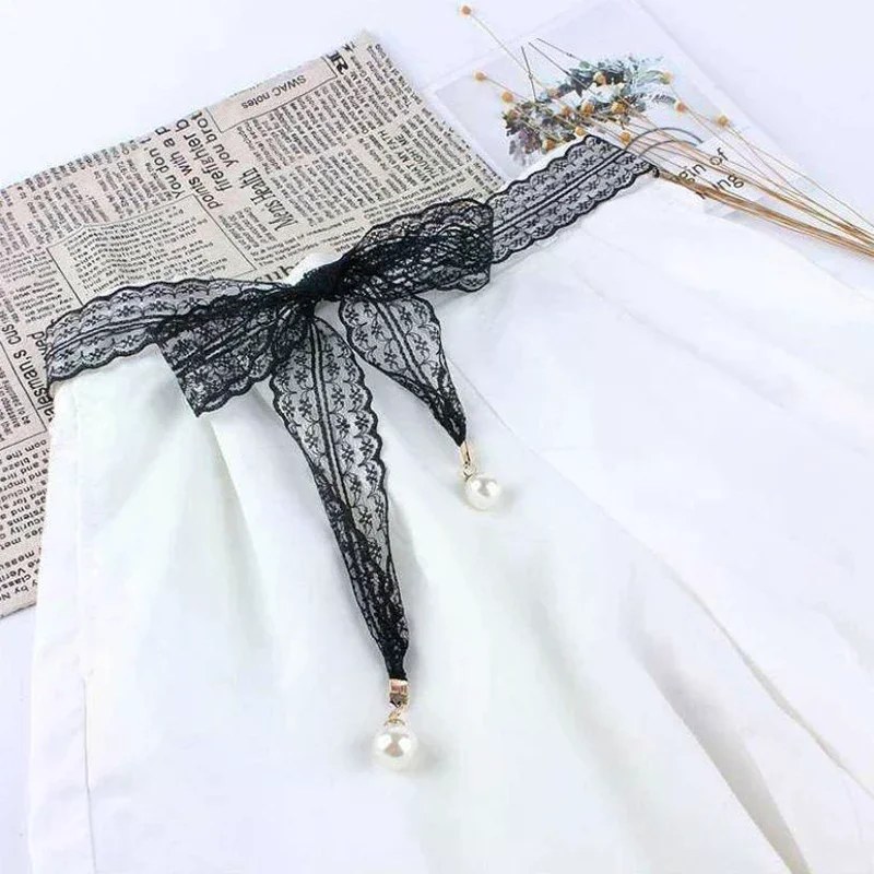 

Модные милые декоративные кружевные поясные ремни с жемчужной подвеской, аксессуары для одежды, пояс-цепочка, элегантное платье, поясная цепочка для женщин