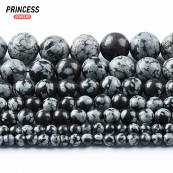 A++ Natural Snowflake Obsidian Alabaster 4-12mm Stone Beads for Jewelry Making Bracelet Wholesale Loose Beads DIY Accessories