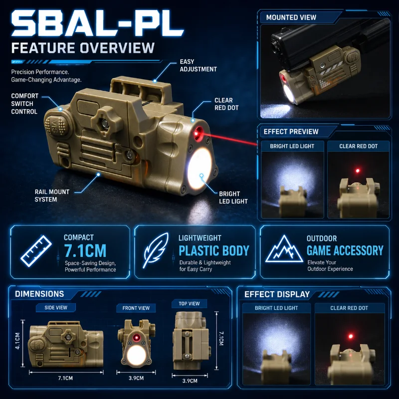 SBAL PL Two Tone Multifunction Adjustable SBAL PL Flashlight Red Laser Combo Outdoor Gear