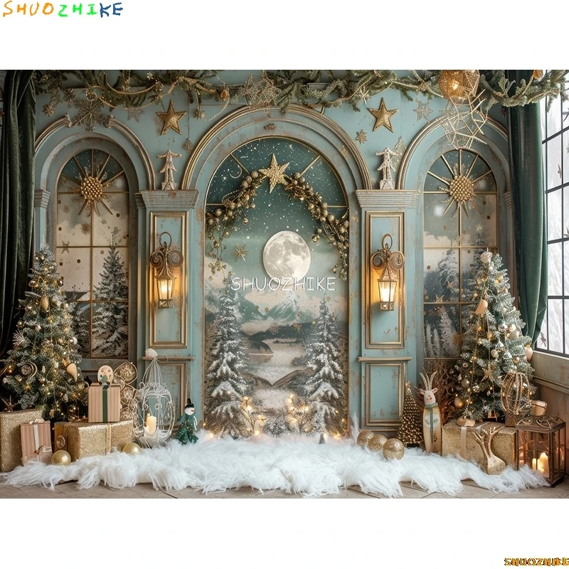 Nieuwjaar Kerstdag Digitale Fotografie Achtergrond Prop Open haard Winter Woonkamer Cadeau Vakantie Fotostudio Achtergrond RS-22