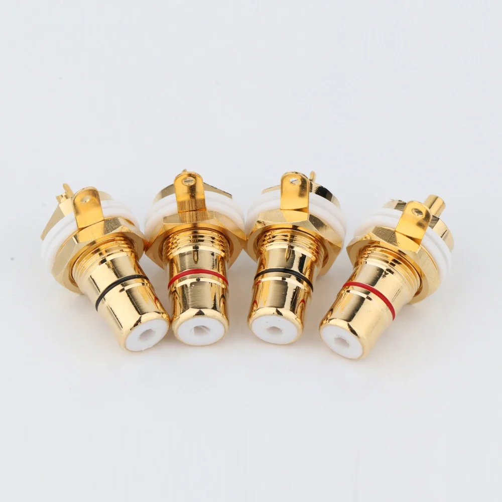 4PCS RCA Female Sockets Rhodium/Gold Plated Amplifier Speaker Binding Posts Terminal For Banana Plugs Connector