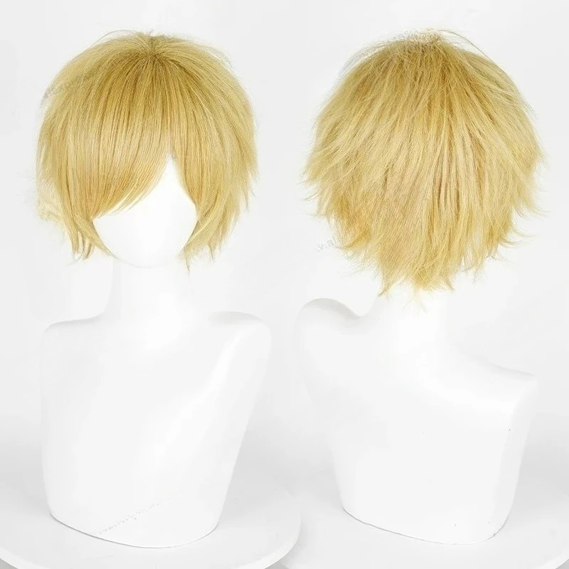 Perruque de Cosplay synthétique courte et lisse de 30cm, cheveux synthétiques résistants à la chaleur, noir, blanc, vert, marron, violet, bleu, gris, rouge, or, pour hommes et femmes