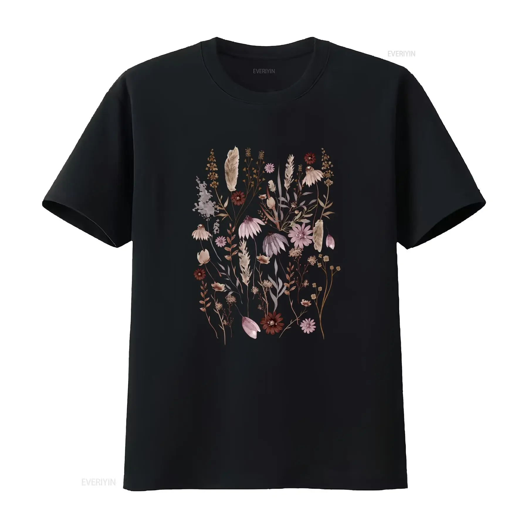 Whimsigoth T Shirt Cottage Core Cottagecore Y2K Vintage Botanical Pressed Flowers vintage Washed fashion Soft Comfortable