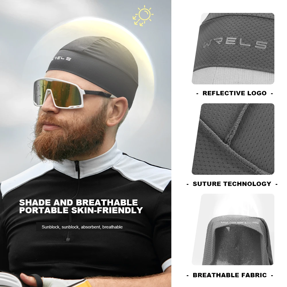 WRELS Quick-drying Sunscreen Cycling Beanie Bicycle Motorcycle Sweat-absorbing Breathable Liner Floppy Hat for Women and Men