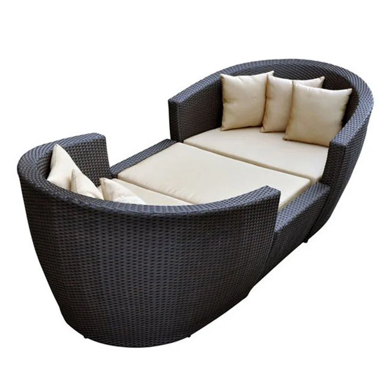 Custom Outdoor European Style Recliner Balcony Garden Courtyard Rattan Lounger Sun Room Swimming Pool Chair Nest Sofa Cushions