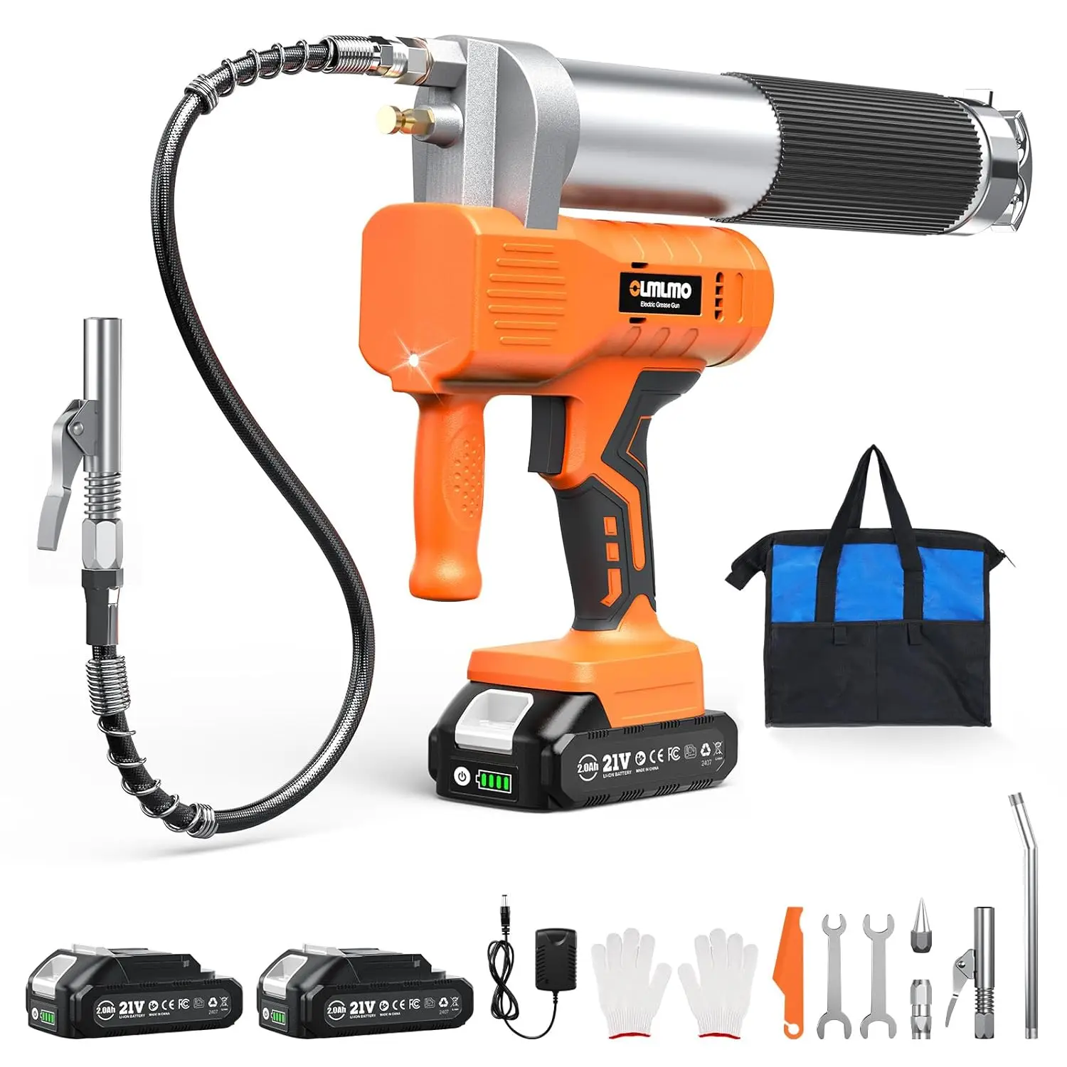 

Grease Gun Kit, 6.8 oz/min High-Efficiency Electric Grease Gun Cordless Battery Powered with 2 * 2.0AH Batteries and Charger-NEW