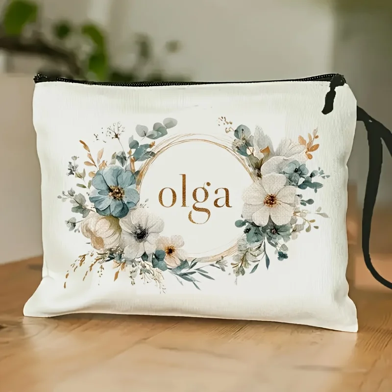 

Elegant Floral Makeup Bag With Wristband | Lightweight Zipper Closure Foldable Fade Resistant - Ideal For Travel Gifts Tea
