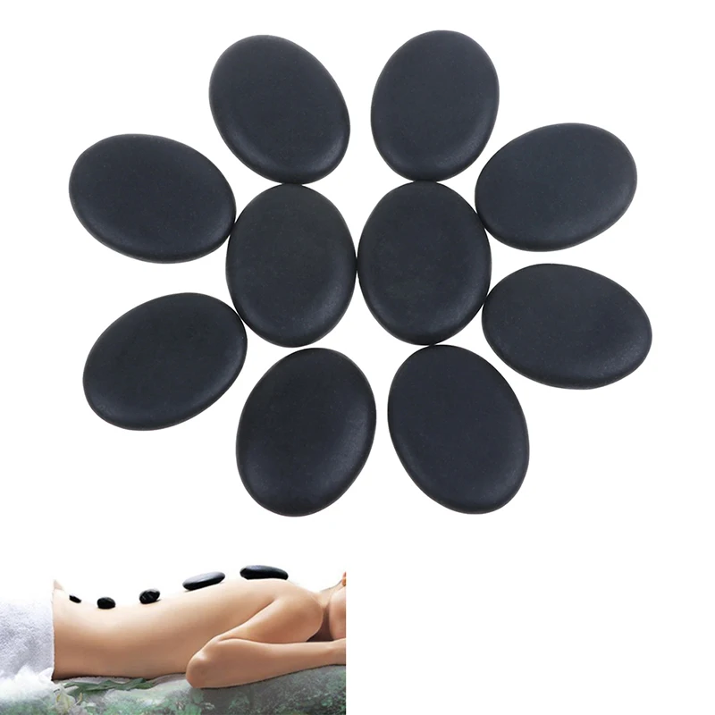 2pcs/6pcs Hot Stone Massage Set Heater Box Relieve Stress Back Pain Health Care Lava Basalt Round Massage Tool Stones