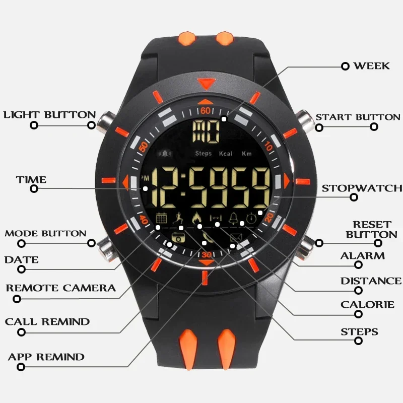 SMAEL Men Watch Electronic WristWatch Luminous Waterproof Alarm  Multi-function Mens Sport Watches Male Clock Relogio Masculino