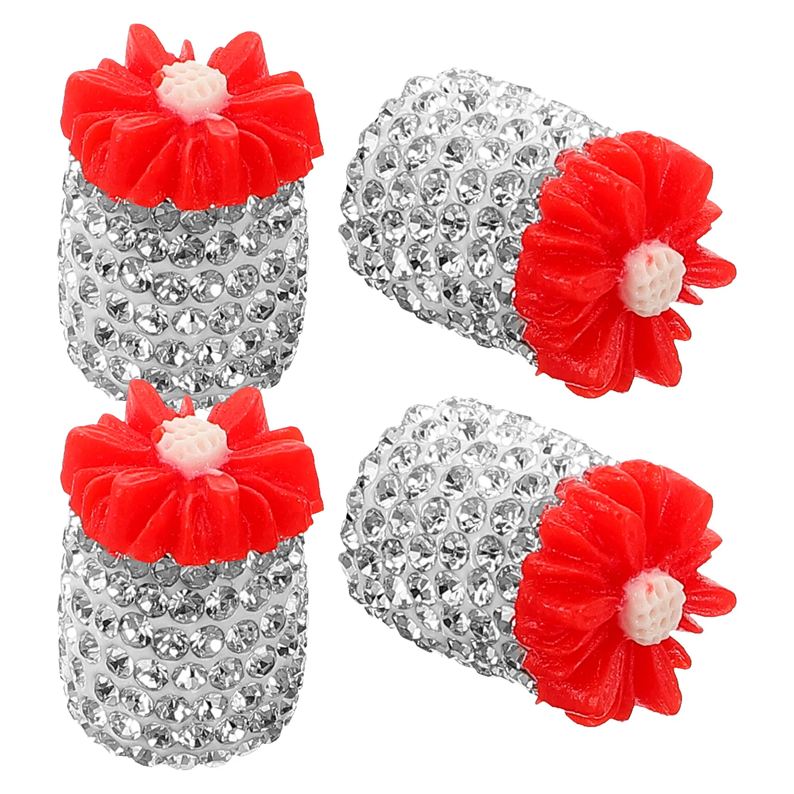 

4pcs Diamond Bling Car Wheel Motorcycle Tire Valve Stem for Truck Tire Valve Stem Caps For Truck SUV Red Tyre Caps