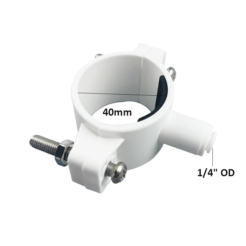 40mm RO Water Drain morsetto per tubi dell'acqua di scarico clip per valvole a sella 1/4 "OD tubo connessione rapida sistema per acquari ad osmosi inversa