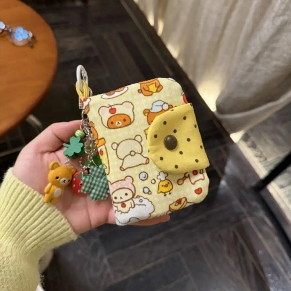 11Cm Rilakkuma Korilakkuma Folding Snap Button Card Bag Coin Purse Multi-Layer Zipper Storage Portable Girl Boy Festival Gift