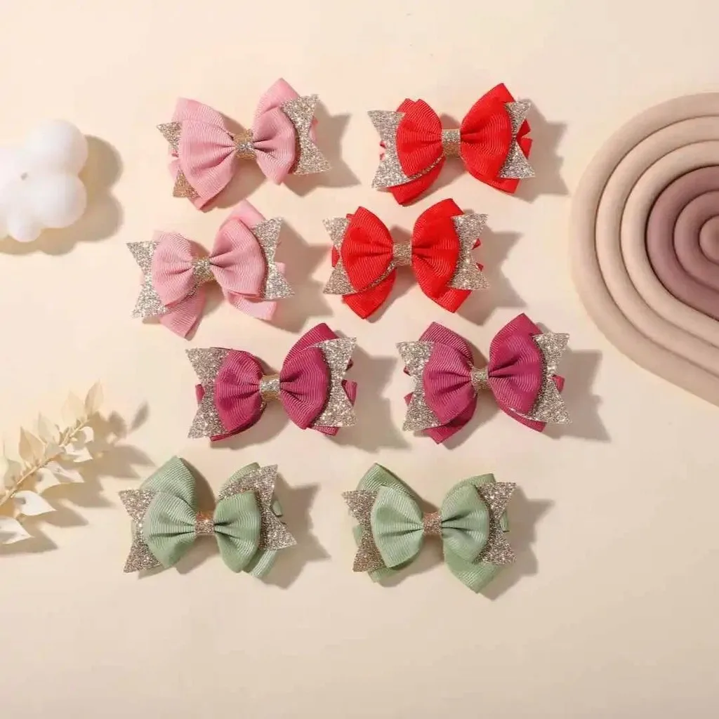 Lot de 2 pinces à cheveux nœud papillon pour bébés, femmes et filles, faites à la main, avec paillettes, accessoires capillaires quotidiens