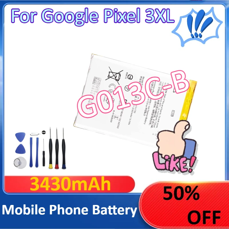 

New 3430mAh G013C-B Battery For Google Pixel 3XL Mobile Phone Battery + Tools