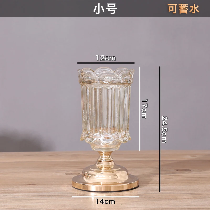 LSL Light Luxury Crystal Glass Vase Ornament for Living Room TV Cabinet Dining Table Flower Arrangement Decoration