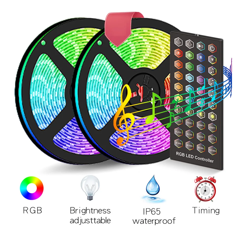 10m 300 LED Waterproof Colorful Light Strips Sound Control Light String Kit DIY Decoration For Garden Living Room Bar KTV Party