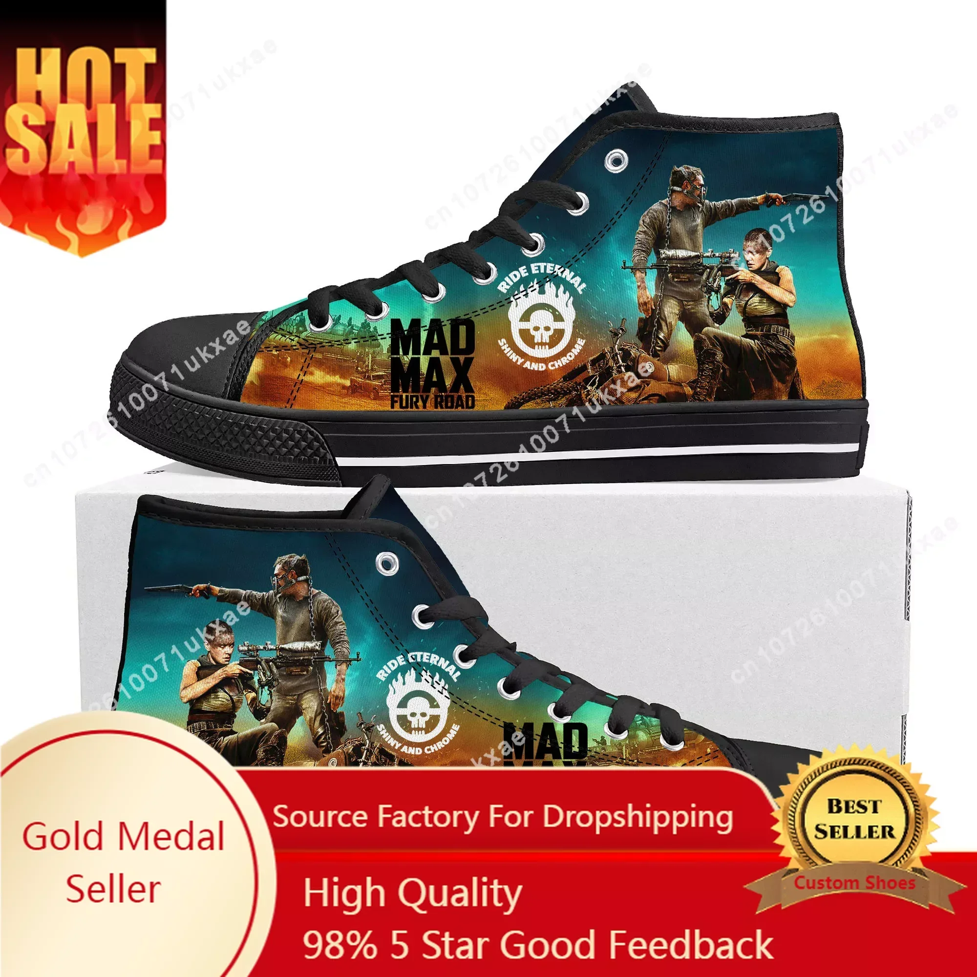 Mad Max Fury Road  High Top Sneakers Mens Womens Teenager High Quality Tom Hardy Canvas Sneaker couple Shoe Casual Custom Shoes