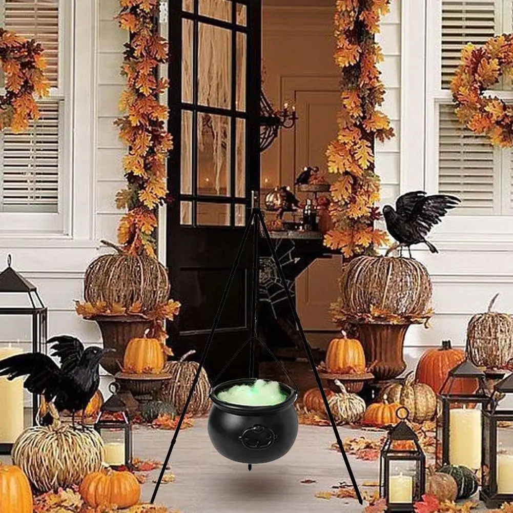 Halloween Decor Large Witch Cauldron On Tripod With Black Plastic Bucket Hocus Candy Lights Garden Decoration Party Bowl Po X2k5