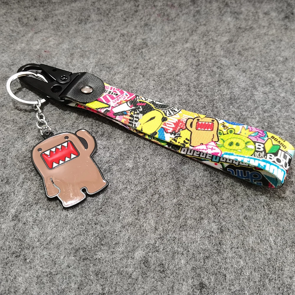 Domo Kun Mental Keyring Wrist Strap Keychain JDM Style Key Holder For Honda Toyota Mazda Mitsubishi