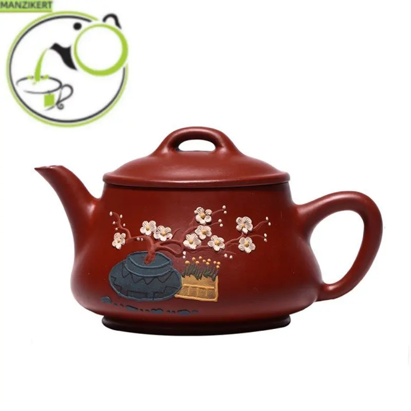 

190ml Chinese Yixing Purple Clay Teapot Hand Painted Plum Bossom Filter Tea Pot Raw Ore Dahongpao Beauty Kettle Zisha Tea Set