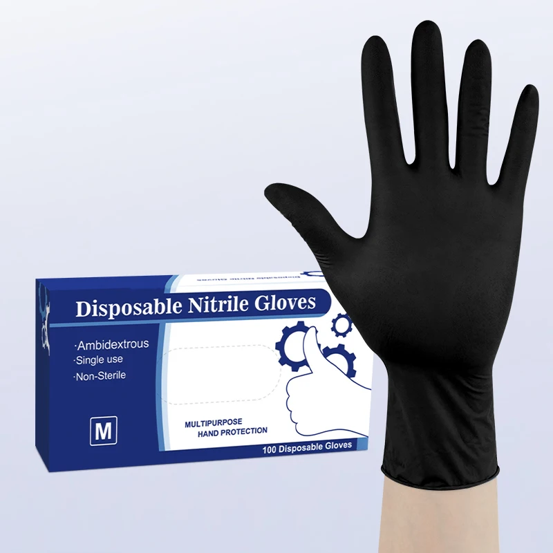 Food Grade Nitrile Gloves Heavy Duty Finger Texture & Powder Free Disposable Nitrile Gloves