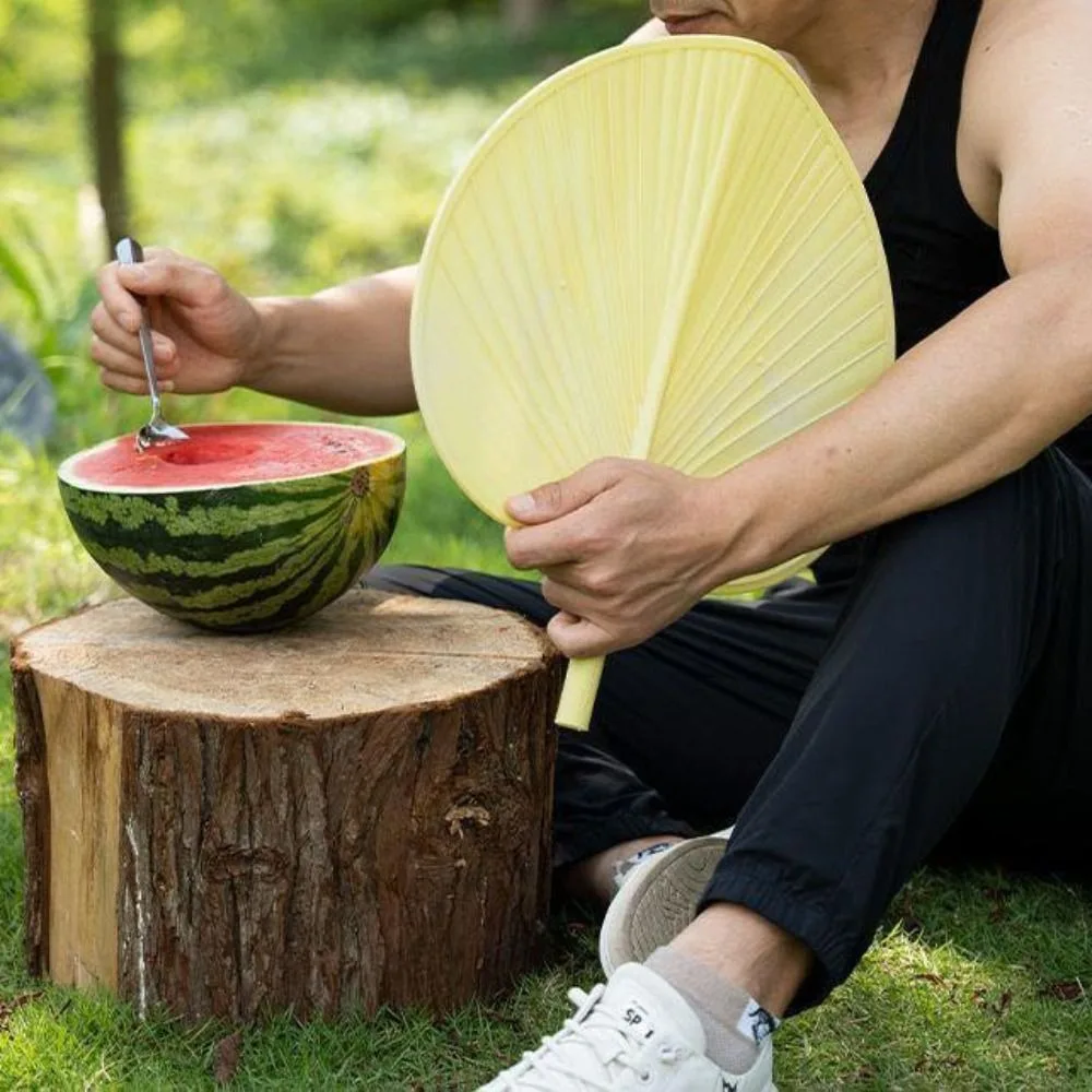 Plastic Artificial Palm-Leaf Fan Large Size Thickened Artificial Straw Fan Vintage Cattail Leaf Fan Farmhouse