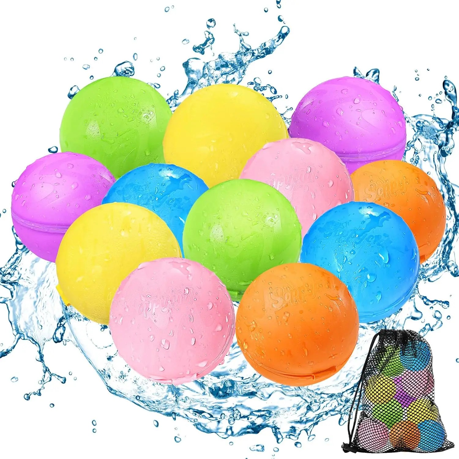 

12 Pcs Reusable Magnetic Water Balloons, Beach Toys, Water Bomb Self-sealing Quick Fill, Outdoor Activities Water Fights