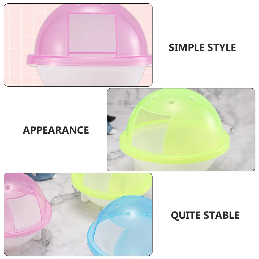 

3Pcs Transparent Small Pet Hamster Sand Bath Room Capsule Shape Lightweight Bathroom Container Anti-Slip Detachable Easy Clean