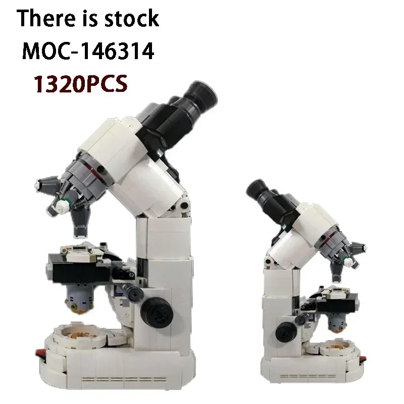 New White MOC-146314 Microbial Amplifier Composite Microscope Assembly Building Block Model 1320 Parts Kids Birthday Toy Gift