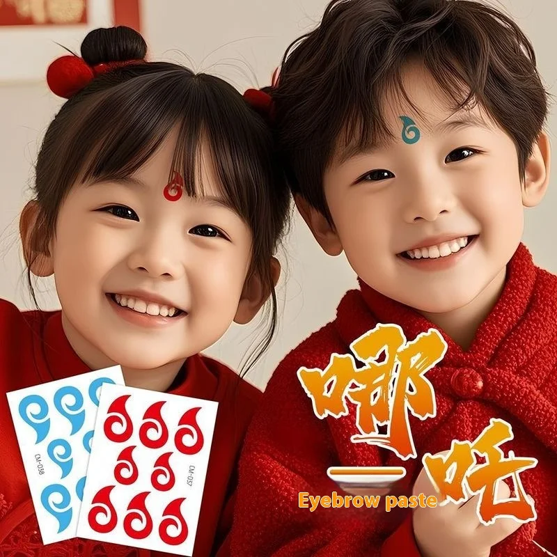 Naklejka Tatuaż Nazha ForeTattoo Długotrwała Niebieska Wodoodporna Anime Cosplay Brwi Centralny Wyrocznia Figurka Akcji Zabawka Kolekcjonerska