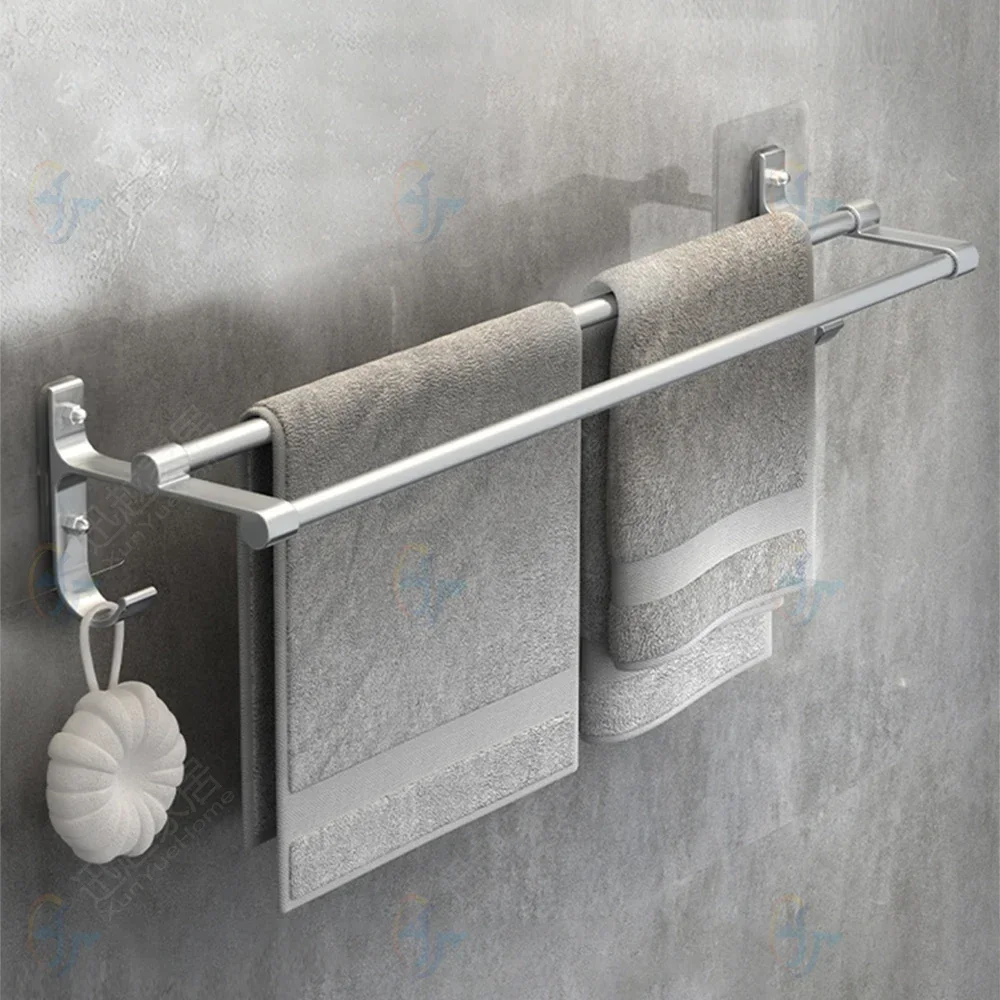 Ponsvrij handdoekenrek Home Patch Bar Mat Zilver Ruimte Aluminium Wandgemonteerde kleerhanger Toiletopslag Badkamerhouder