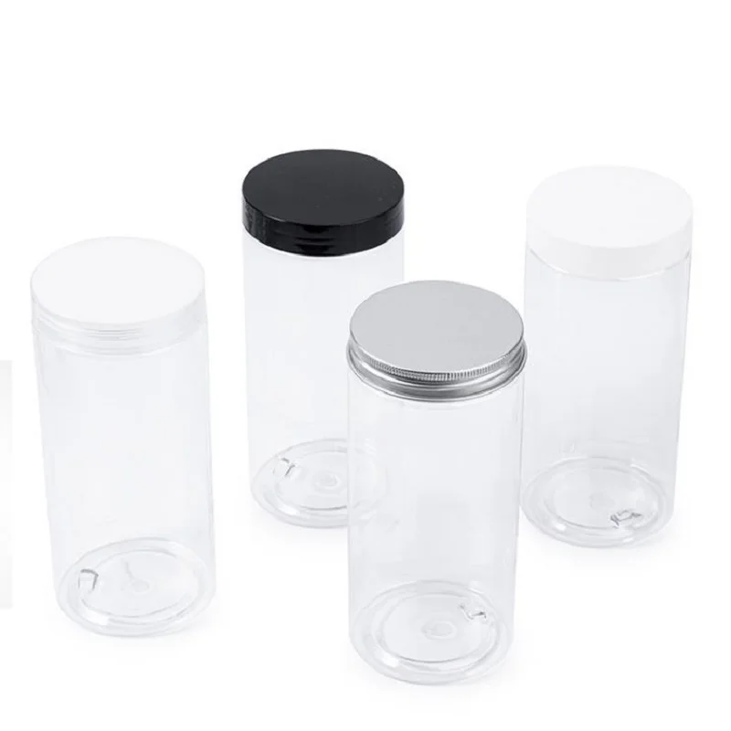 68.Diameter Clear PET Plastic Jars 300ml 400ml 500ml Empty Cosmetic Mask Cream Wax Packaging Containers Refillable Pots with Lid