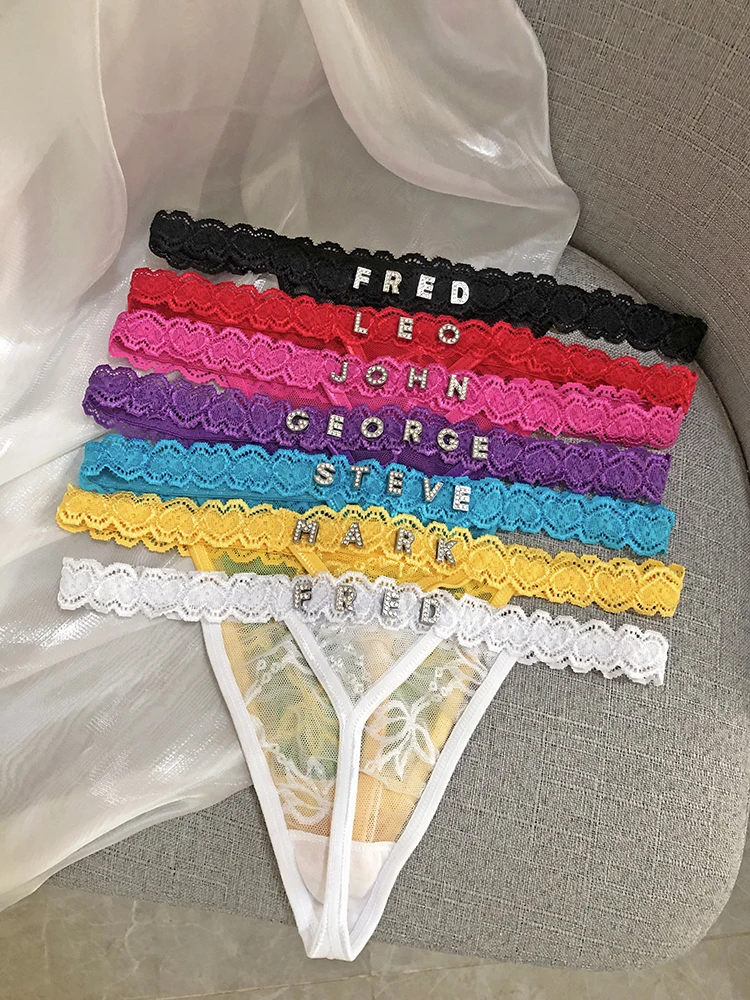 Custom Thong Panties with Name DIY Thongs Sexy Lady Customized Letter Underwear G-String Personalized Tanga Bikini Festival Gift