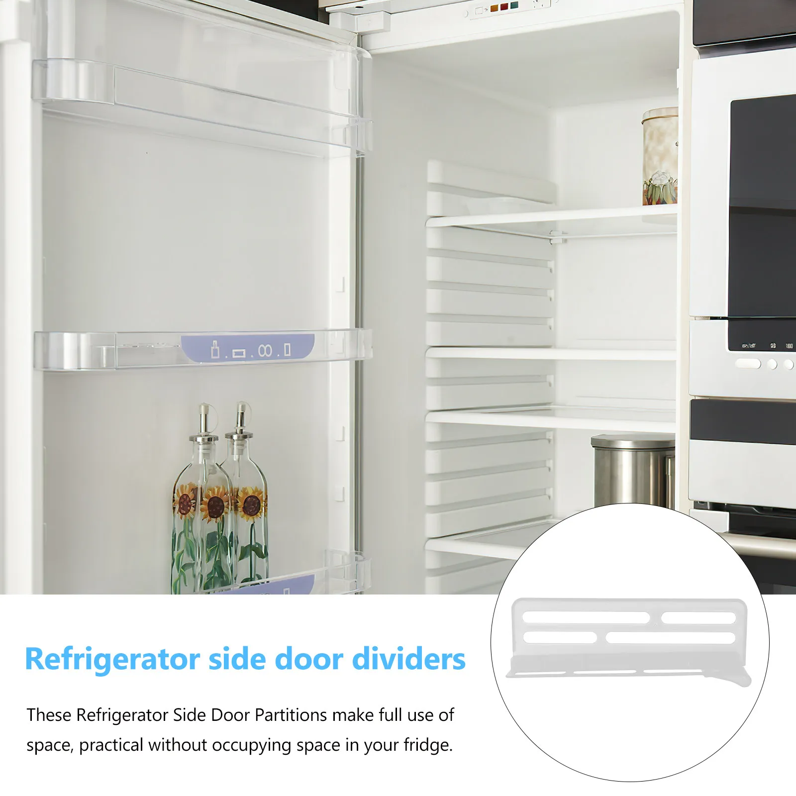 3Pcs Refrigerator Divider Board Adjustable Side Door Partition Plastic Fridge Organizer Non Slip Space Efficient Kitchen