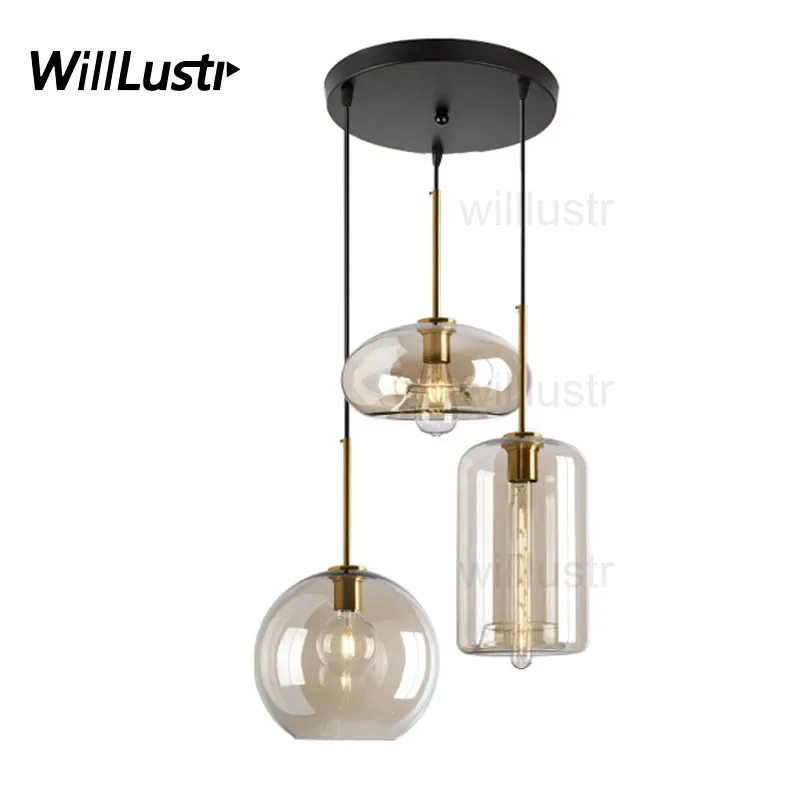 اليدوية الفم الزجاج المنفوخ قلادة مصباح الشمبانيا تعليق ضوء فندق مقهى بار الطعام غرفة نوم سقف معلق الثريا #2