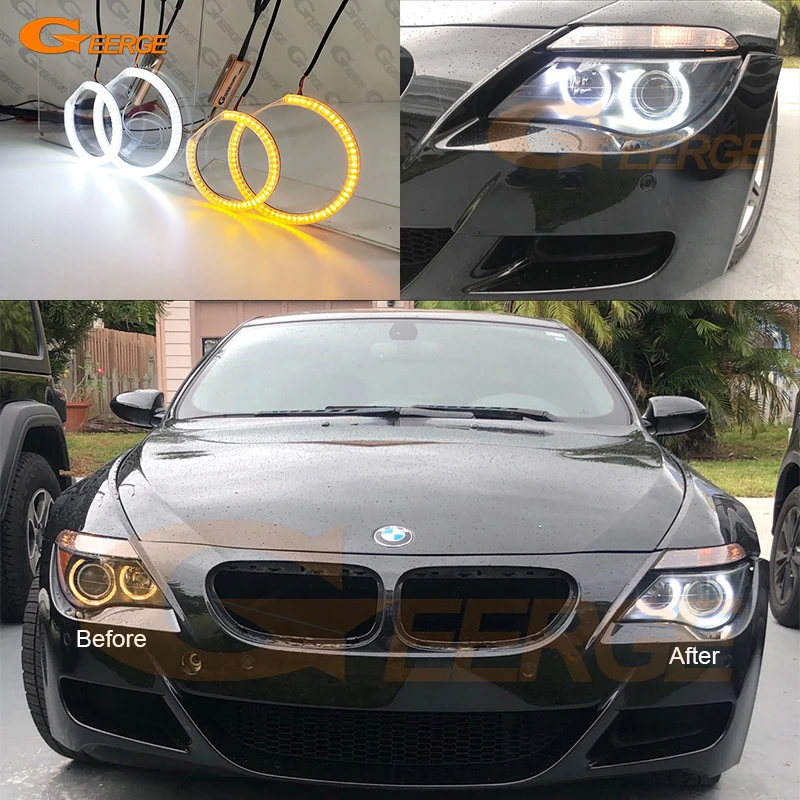 

For BMW 6 Series E63 E64 630Ci 630i 645Ci 650i M6 Ultra Bright A/W Switchback DRL Turn Signal SMD LED Angel Eyes Kit Halo Rings