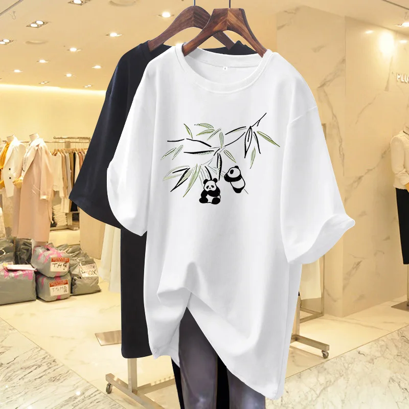 

Summer Women Clothing Cartoon Printed T-shirt, 100% Cotton Vintage O-neck Short Sleeve Top Tee, Fashion Casual Loose Pullovers