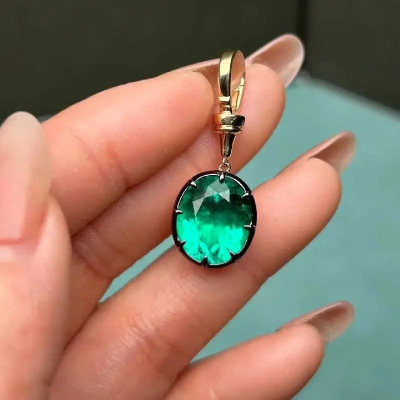 Pirmiana Customized 14k Yellow Gold 5.88ct Lab Grown Emerald Pendant for Women Party Gift