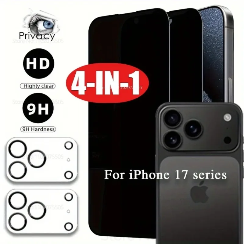 [2+2]2 шт. закаленное стекло для конфиденциальности + 2 шт. защитная пленка для камеры для IPhone Air 15 14 Promax 17 Promax 16E 16 Plus 12 Mini 13 Promax