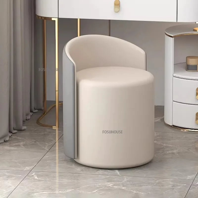 Modern Light Luxury Vanity Chair for Bedroom White Pouffe Stool Chair Living Room Ottomans Home Entrance Shoe Changing Stool