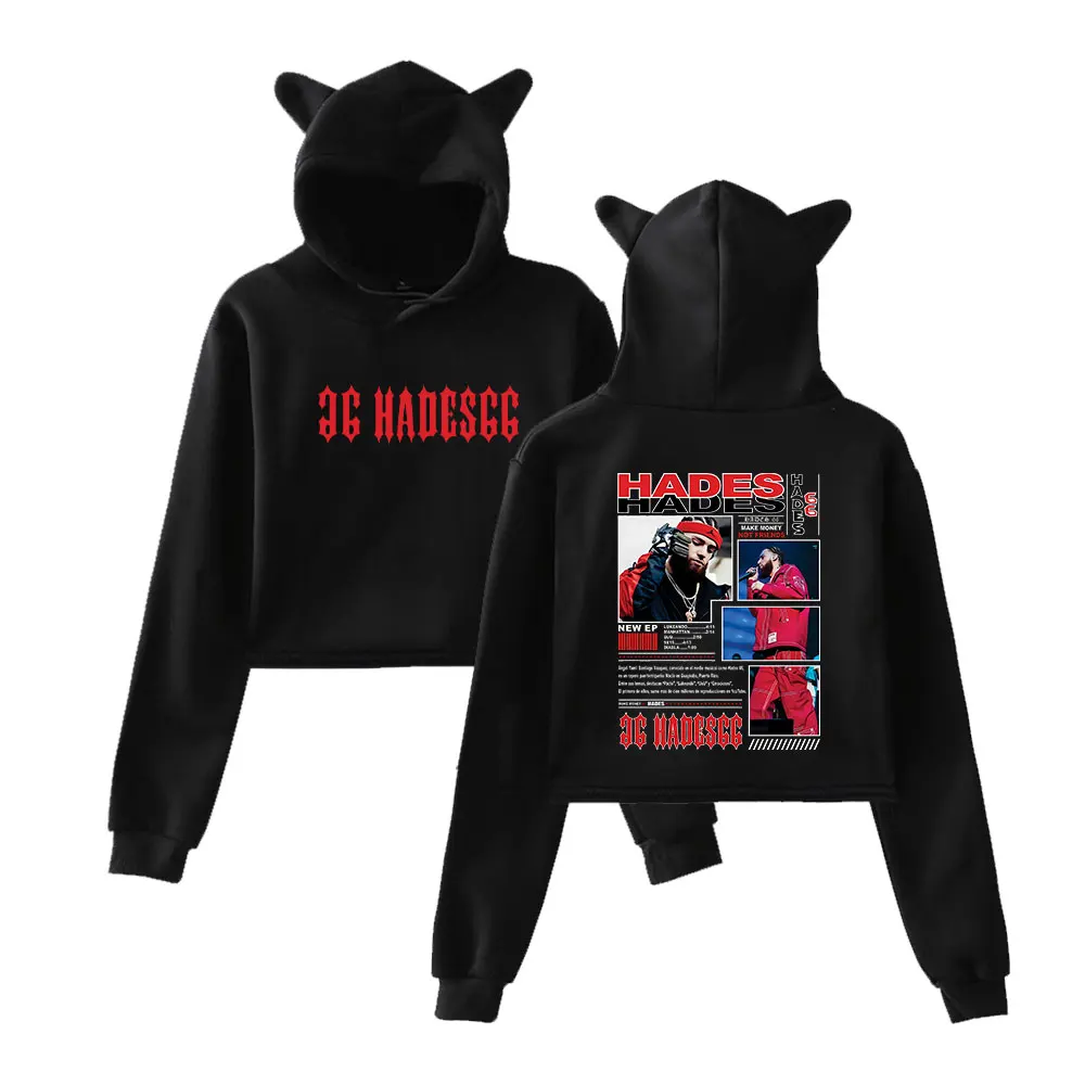 Hades66 خمر 90s الشارع الشهير شعار هوديي ميرش هوديس بلوزات للفتيات القط الأذن المحاصيل موضة الرياضة البلوز