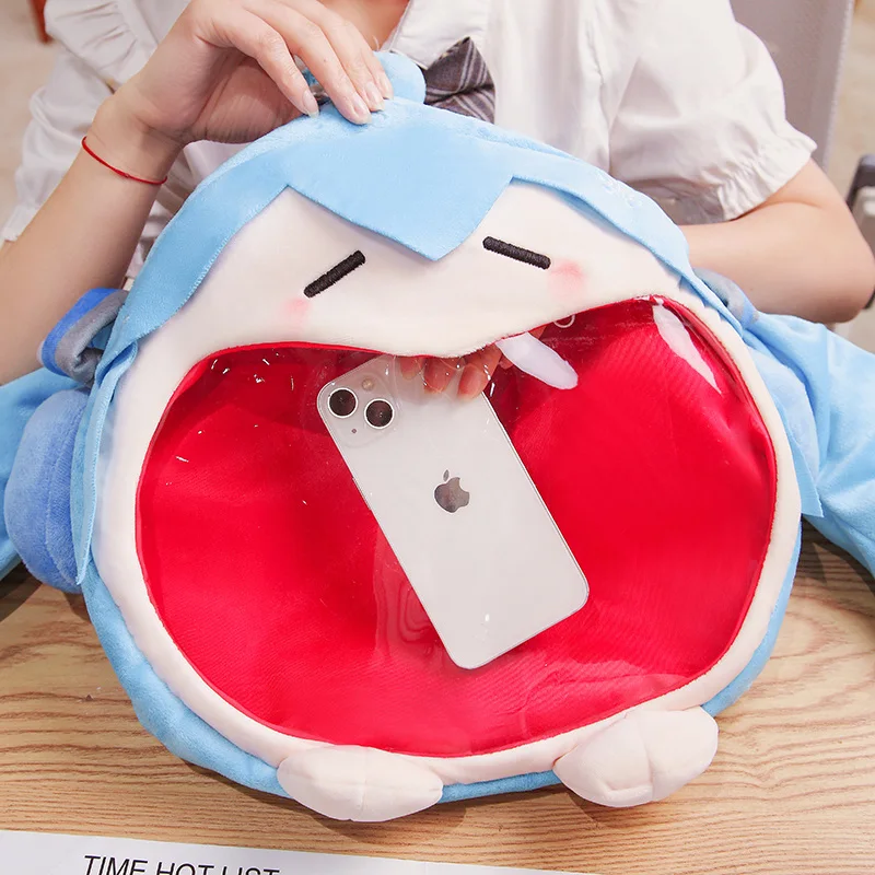 30/40cm Hatsune Miku Snowflake Edition cute big mouth character plush schoolbag for class office birthday gift