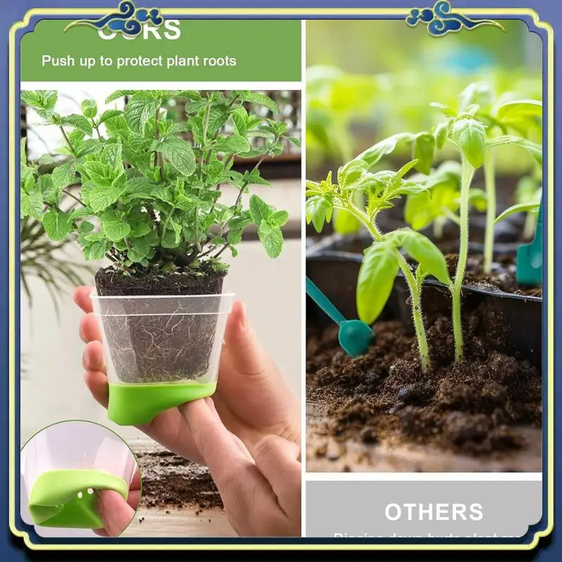 

A56P-12 Packs 3 Inch Square Plastic Nursery Pots, Clear Plant Pot With Soft Silicone Base For Easy Transplant, Flower Pots Durab