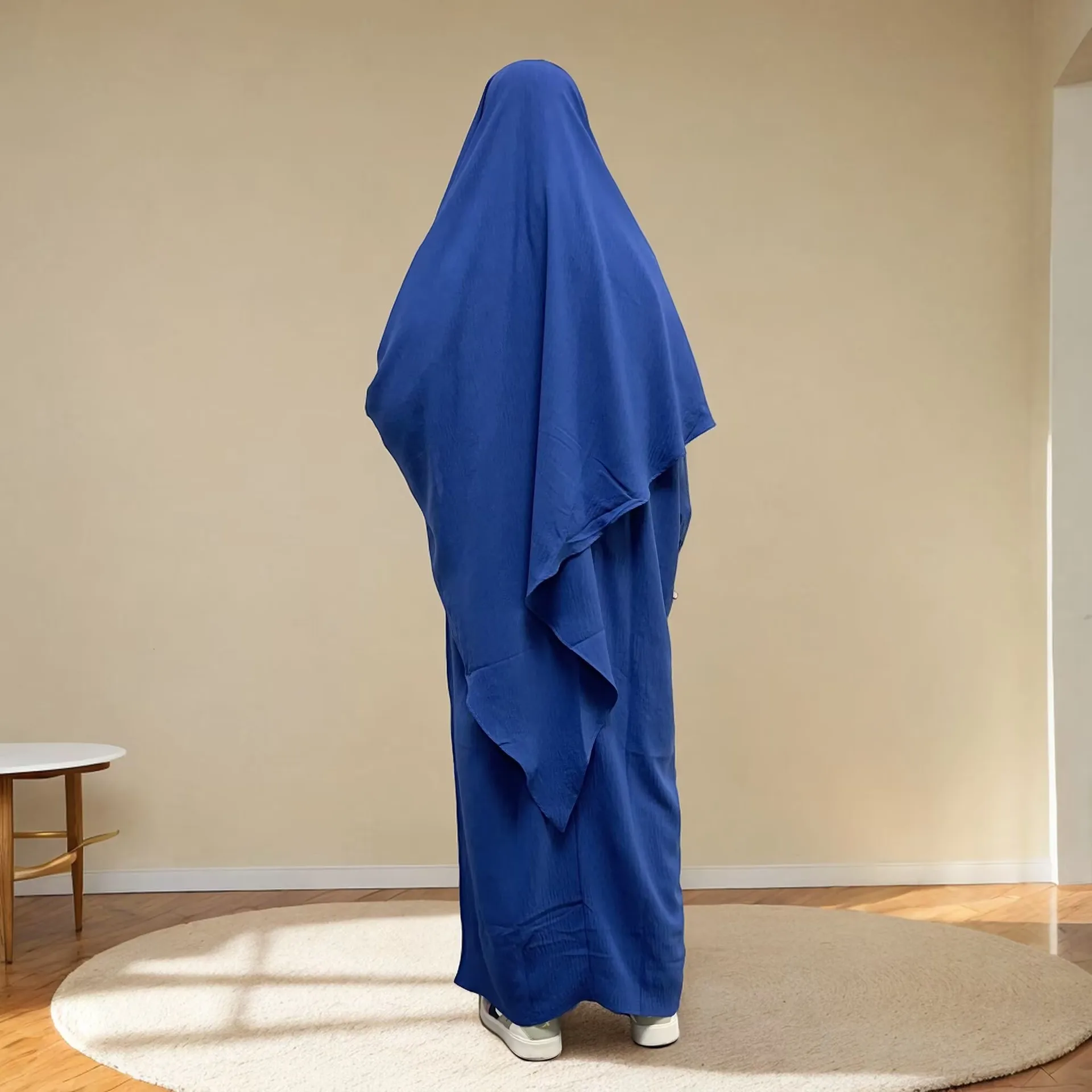 

2PCS Eid Khimar Jalabiya Djellaba Hooded Abaya Dress Muslim prayer Garment Women Islam Clothing Turkey Niqab Kaftan Robe Ramadan