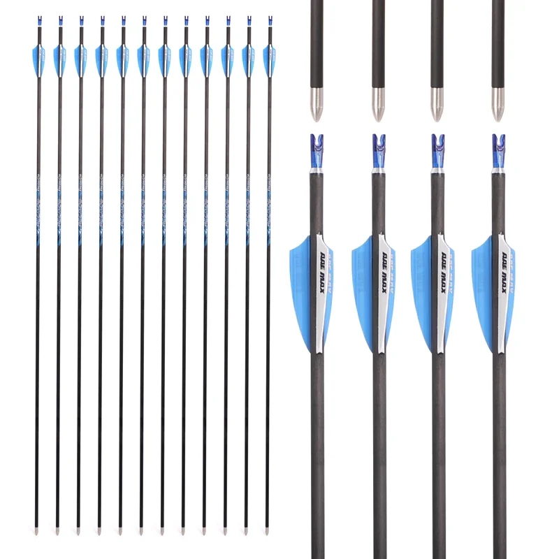 

6/12pcs Archery Pure Carbon Arrow ID4.2mm Spine 300 /1000 Arrow Shaft 32inch For Compound /Recuvre Bow Archery Hunting Shooting