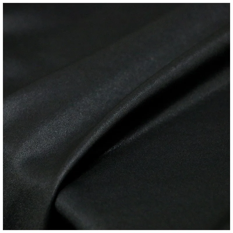 Silk elastic satin fragrant yunsha fabric rammed double-sided black for clothing designers