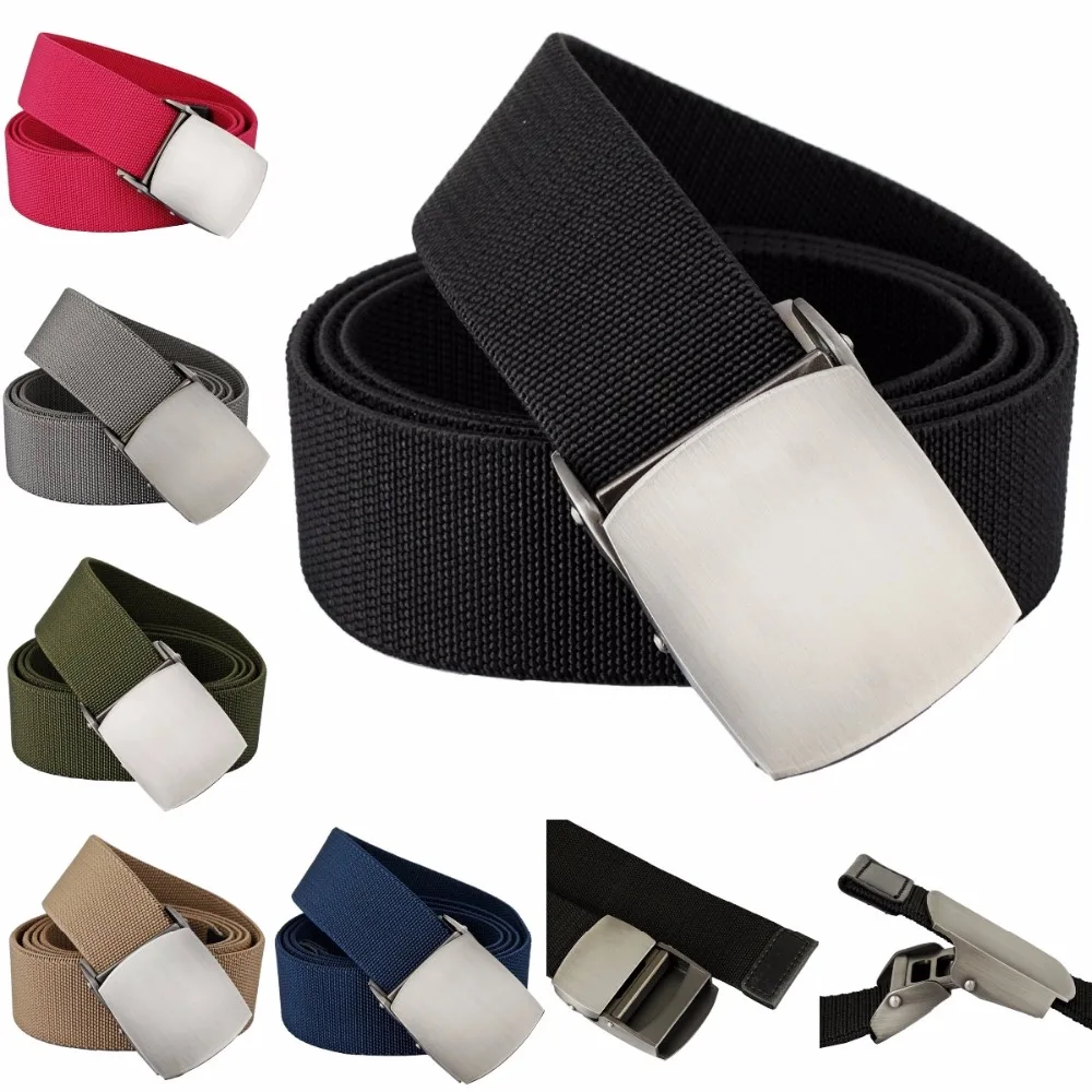 Tactical Military Style Polypropylene Webbing Stretch Smooth Button Outdoor Elastic Belt For Men